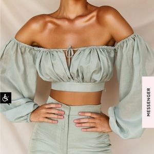 House of CB PISTACHIO OFF SHOULDER TOP• Small